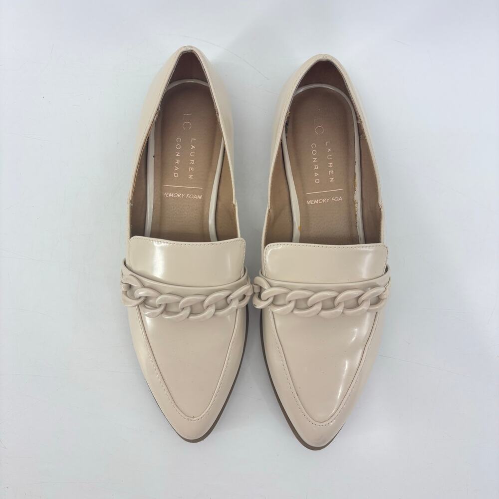 Lauren Conrad Demii Bone Loafers Women’s 8.5 Beige Patent Leather Flats - Picture 7 of 11